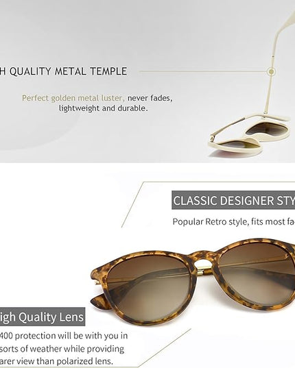 SUNGAIT Premium Vintage Round Sunglasses for Women Men Classic Retro Trendy Style