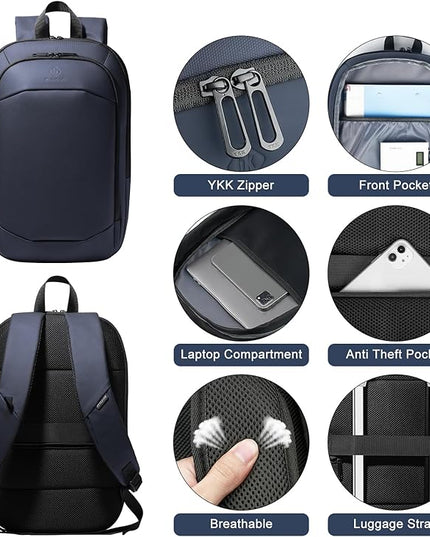 Business Backpack 17 Inch Slim Expandable Waterproof Travel Laptop Backpacks with USB Charger Port Anti-Theft Lightweight Large Work Computer Bag College Laptop Backpacks Gifts for Men Women,Dark Blue