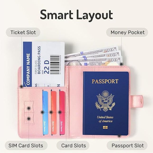 Forvencer Passport Holder Cover with Money Pocket, RFID Blocking Passport Wallet for Travel, Premium Travel Card Case, Waterproof Travel Accessories for Women, Black