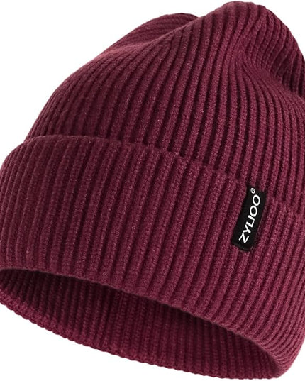 Zylioo Oversize Beanie Hats, XXL Big Size Ribbed Knit Cuffed Winter Hat for Cold Weather, Warm Skull Watch Cap