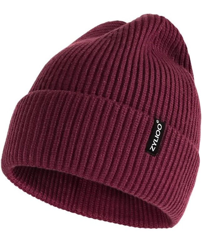 Zylioo Oversize Beanie Hats, XXL Big Size Ribbed Knit Cuffed Winter Hat for Cold Weather, Warm Skull Watch Cap