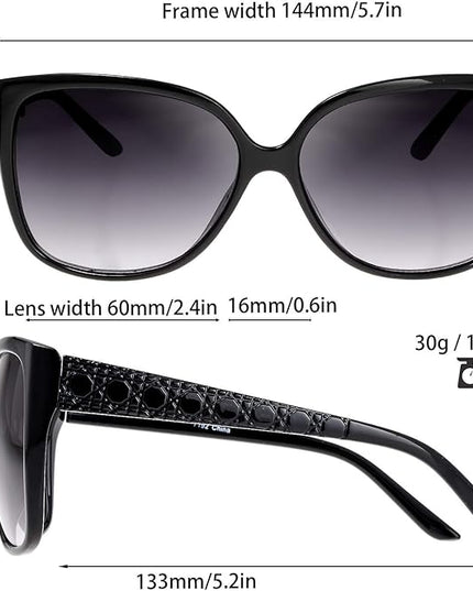 The Fresh Women's Oversized Square Jackie O Cat Eye Hybrid Butterfly Fashion Sunglasses - Exquisite Packaging