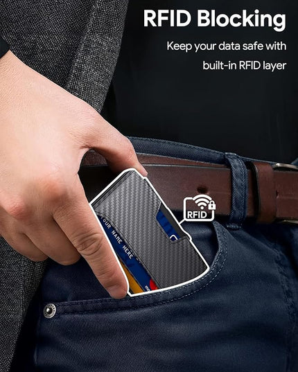 SEMORID Wallet for Men, Mens Wallet Minimalist Slim Wallet, RFID Blocking Smart Pop Up Wallet with Money Clip & ID Window, Metal Compact Wallet, Aluminum Credit Card Holder Wallet