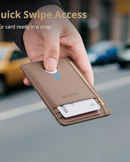 Buffway Slim Minimalist Front Pocket RFID Blocking Leather Wallets for Men and Women - Galaxy Maroon