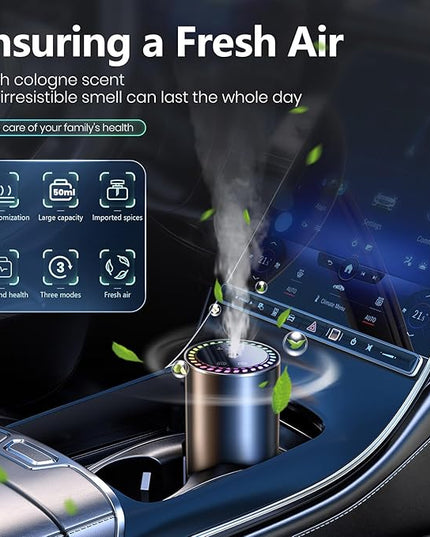 Smart Car air Fragrance/Car air freshener/Fragrance Diffuser for Auto Home Office Bedroom,Auto On/Off,3-Modes Adjustable, Built-in Battery,Starry Light,Lasts for 24 Weeks,Cologne