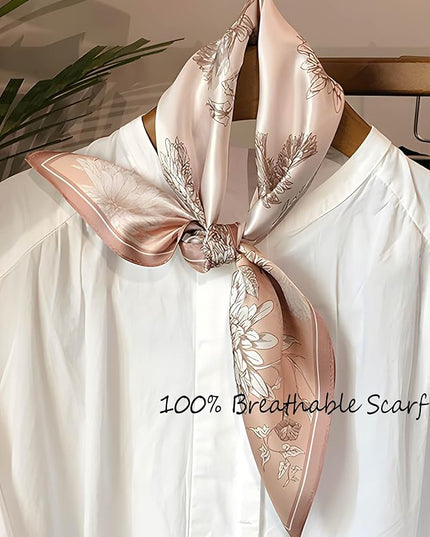 100% Mulberry Silk Scarf for Women Hair Lightweight Square Neckerchief Wrap For Head Scarves 21"