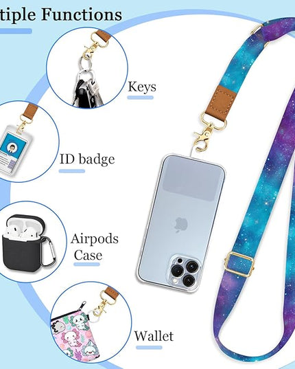 Phone Lanyard Crossbody Strap, Starry Sky Cell Phone Lanyards for around the Neck Cross Body, Space Wristlet Wrist Strap Adjustable for Women Keys Case Accessories Beach Travel Essentials