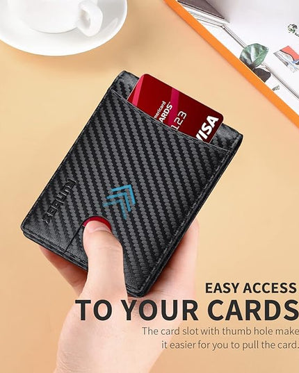 Genuine Leather Slim Wallet for Men RFID Blocking Bifold Minimalist Front Pocket Mens Wallet with Money Clip Thin Gift Box