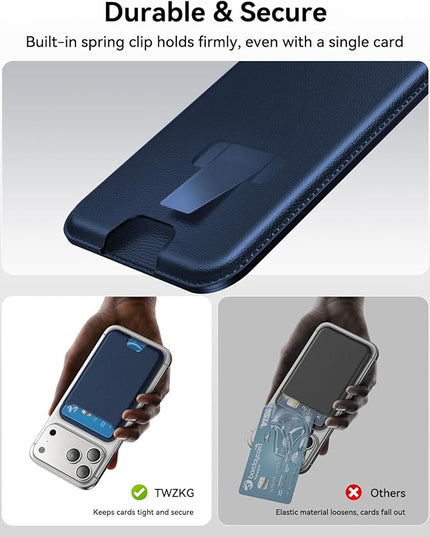 TWZKG for MagSafe Wallet, 3 Card Holder, Slim Magnetic Phone Wallet for iPhone 17/16/15/14/13/12 Pro Max Plus Air Series,RFID Blocking Vegan Leather,Navy Blue