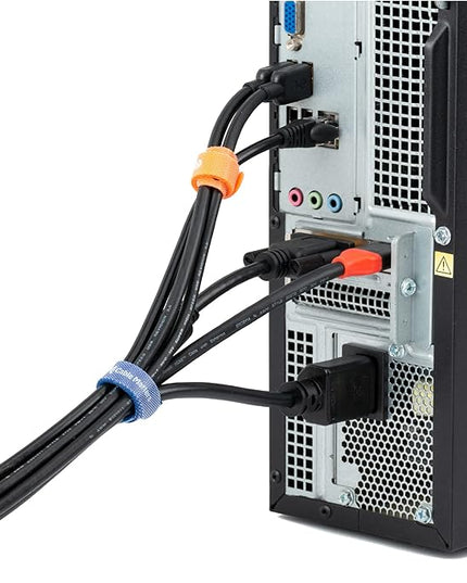Cable Matters 100-Pack Hook-and-Loop Reusable Cable Ties, Sizes 4", 6", 8" with 42 lbs Tensile Strength - Multi-Color Cable Straps, Cord Organizers, Cord Management Ties