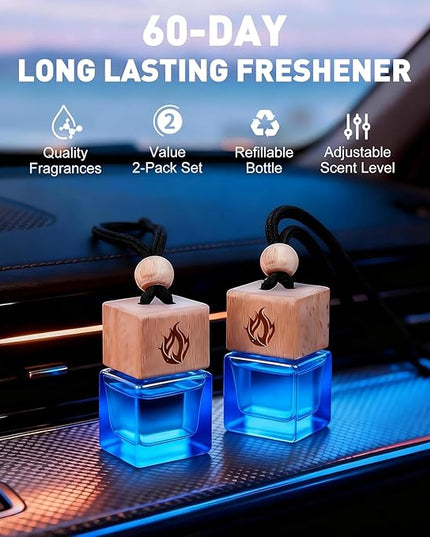 Car Air Freshener Hanging 2 Pack, Cologne Fragrance Long Lasting Car Scent Essential Oil Diffuser, Car Accessories Air Diffuser for Men