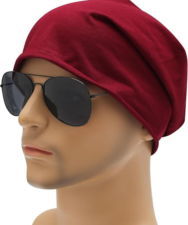 ZLYC Cotton Thin Slouchy Beanie Hat for Men Women Fashion Soft Stretch Knit Skull Cap