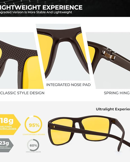 KALIYADI Polarized Sunglasses for Men, Lightweight Sun Glasses with UV Protection for Driving Fishing Golf