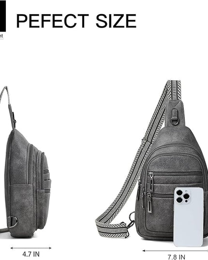 Sling Bag for Women Crossbody Bags Sling Purse Cross Body Backpack Vegan Leather Over Shoulder Bag Travel Dark Grey