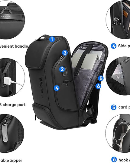 BANGE Business Laptop Smart backpack Can Hold 15.6 Inch Laptop Commute Backpack Carry on bag for men and women (Black)