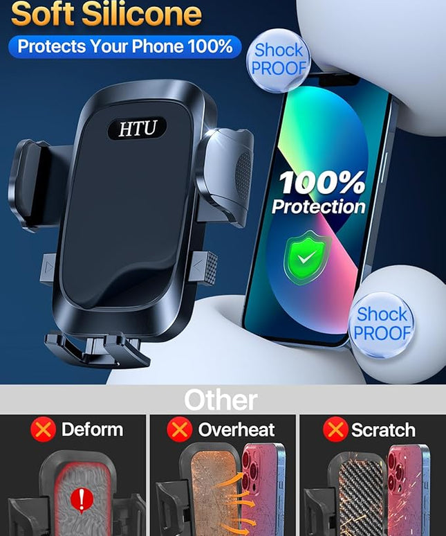 2026 Ultimate Best【True Military-Grade & Safety Cert】Car Phone Holder【Upgraded 360 Rotation & 100+LBS Strongest Suction】5-in-1 Truck Windshield Dashboard Vent Mount Stand for iPhone Android,Deep Black