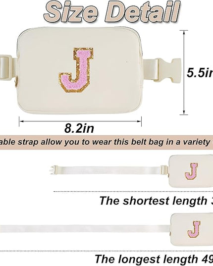 Uygafly Personalized Belt Bag for Women Girls - Fashion Mini Waist Packs with Adjustable Strap - Trendy Travel Fanny Pack Crossbody Bags with Initial Letter - Teen Gifts | Cream,J