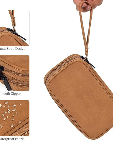 Electronic Organizer Travel Cable Accessories Case, Electronic Organizer Bag, Waterproof Electronic Accessories Organizer Case for Power Bank, Charging Cords, Chargers, Earphone, USB Cable - Brown