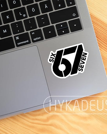 (3Pcs) Six Seven 67 Stickers Funny Gen Alpha Slang 6 7 Numbers Vinyl Decals Waterproof for Water Bottle, Laptop, Phone Case, Helmet, Scrapbooking, 3" x 2.1"