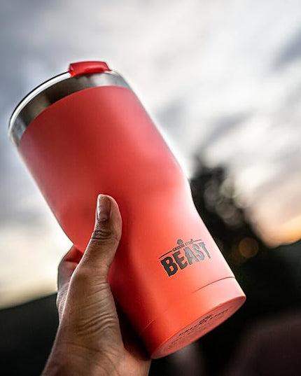 Beast 30 oz Tumbler Stainless Steel Vacuum Insulated Coffee Ice Cup Double Wall Travel Flask (Coral Pink)