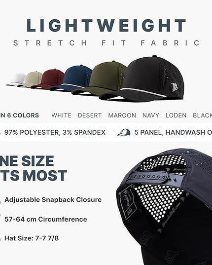 Branded Bills Nevada Stealth PVC Curved 5 Panel Rope, Snapback Closure, Lightweight, Comfortable Baseball Cap