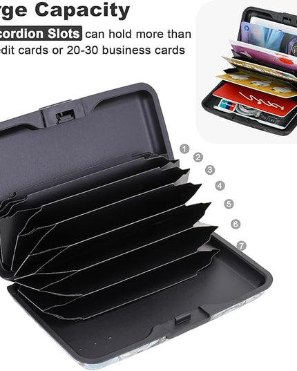 ELFISH Mini RFID Aluminum Wallet Credit Cards Holder Business Card Case Metal ID Case for Men Women (White Lotus)