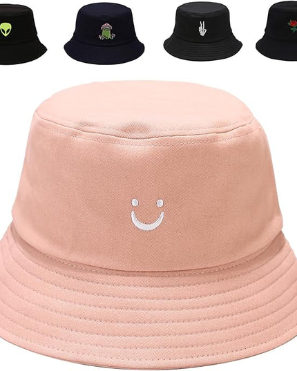 Cotton Bucket Hat for Women Men Summer Travel Sun Beach Bucket Cap, Unisex Outdoor Fisherman Hat