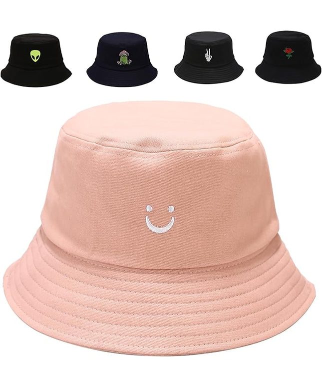 Cotton Bucket Hat for Women Men Summer Travel Sun Beach Bucket Cap, Unisex Outdoor Fisherman Hat