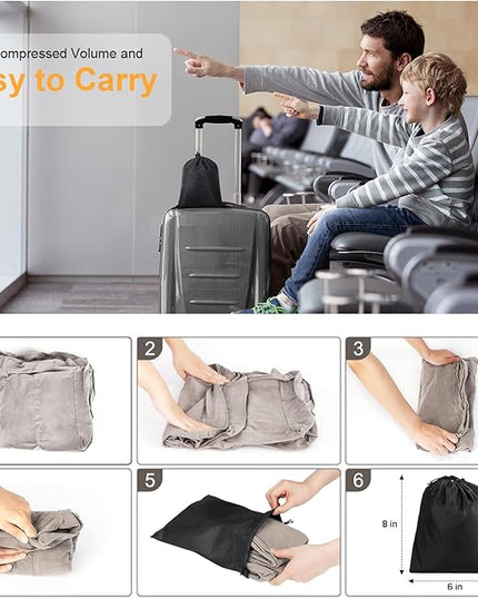 Inflatable Travel Foot Rest Pillow, Kids Airplane Bed, Adjustable Height Leg Pillow, Make a Flat Bed for Toddler, Fits for Airplane, Car（Grey, 2 Pack）