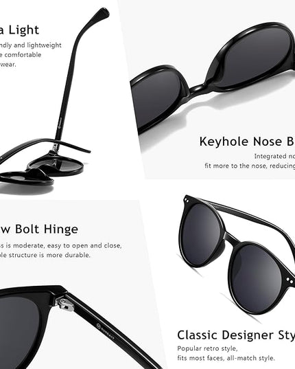 SUNGAIT Classic Vintage Round Polarized Sunglasses for Women Men Retro Style UV400