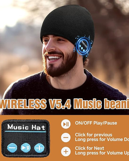 Bluetooth Beanie for Men Women, HD Stereo Sound Beanie with Headphones, Unique Tech Gifts for Men Husband Him Teen