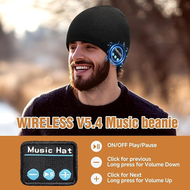 Bluetooth Beanie for Men Women, HD Stereo Sound Beanie with Headphones, Unique Tech Gifts for Men Husband Him Teen