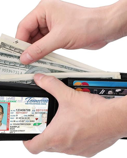 Wallet for Men-Genuine Leather RFID Blocking Bifold Stylish Wallet With 2 ID Window