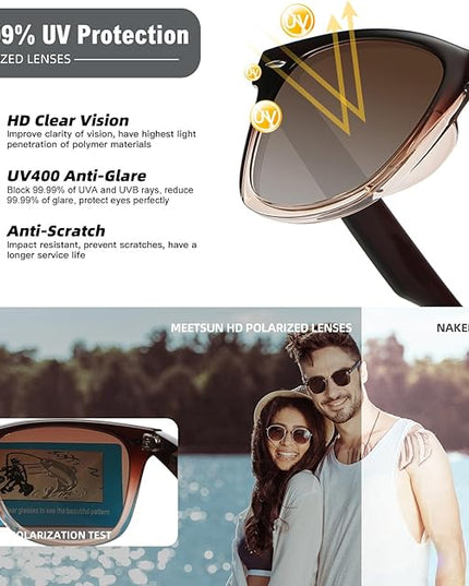 MEETSUN Polarized Sunglasses for Women Men Classic Retro Square Frame Driving Sun Glasses UV Protection
