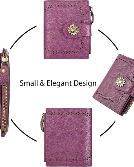 Lavemi Womens Leather Wallet Small Compact RFID Blocking Credit Card Case Purse with Zipper Pocket | Small, Compact, RFID Blocking, Zipper Pocket, Small, Compact