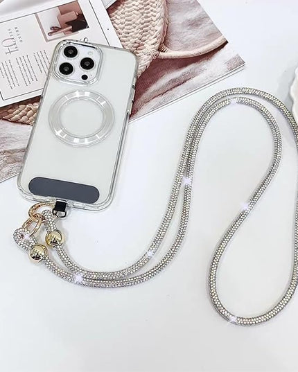 Crystal Phone Lanyard for Women Sparkling Crossbody Phone Strap with Full Rhinestone Bling Anti-Theft Phone Strap