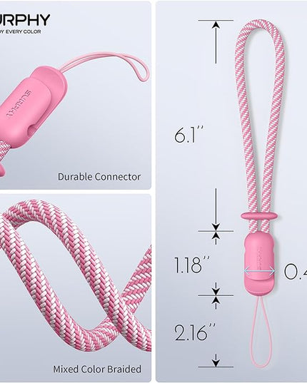 SURPHY 2 Pack Phone Lanyard for Cellphone Case, Phone Wrist Strap for Case, Cellphone Strap with 2-Color Braided, Charm Wrist Lanyard for Women and Men, Rose Pink & Gray