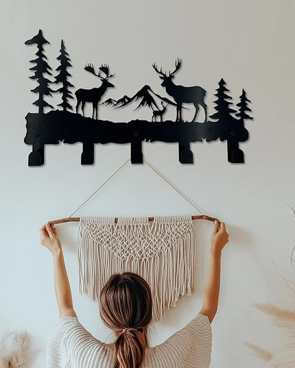 ZORISE Metal Deer Hooks - Moose Design Wall Art Decor and Key Hanger, Clothes, Hat, and Backpack Rack, Home Decor for Entryway, Hallway, Office, Kitchen, and Living Room