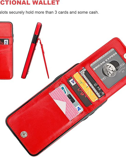 KIHUWEY Compatible with iPhone 11 Pro Max Case Wallet with Credit Card Holder, Premium Leather Magnetic Clasp Kickstand Heavy Duty Protective Cover for 11 Pro Max 6.5 Inch(Red)