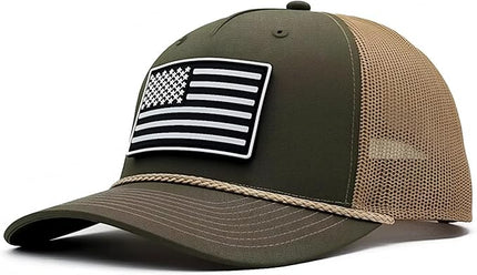 Old Glory PVC Curved 5 Panel Rope Hat, Adjustable Snapback Baseball Cap, Perfect for Outdoor Sports