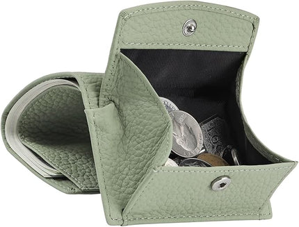 Real Leather RFID Blocking Small Wallet for Women with Coin Pouch Trifold Mini Pocket Wallet with Cash Slot & Card Holders (Creamy Mint)