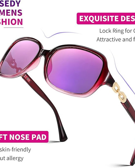 FEISEDY Vintage Square Polarized Sunglasses for Women UV400 Travel Driving Fashion Arcuate Sunglasses B2526