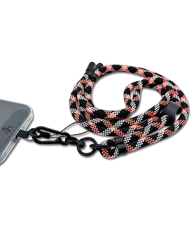 Adjustable Cell Phone Lanyard Crossbody Smartphone Strap Soft Rope Phone Lanyard for Around the Neck Holder (Orange/Black)