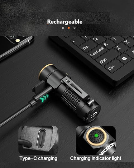 NICRON 1200 Lumens EDC Flashlight with Magnet, Rechargeable Pocket Light Compact High Lumens Handheld Light, C1 Mini Flashlight 7 Modes for Outdoor Camping, Hiking (Black)