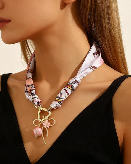 HETICA Scarf Necklace for Women Silk Western Charm Necklaces Fashion Accessory Jewelry Gift