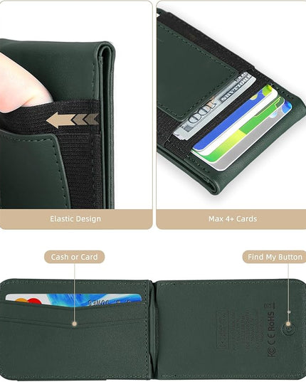 HiWe for MagSafe Wallet Stand with Find My, Anti-Lost Strongest Magnetic Wallet for iPhone 17/16/15/14/13/12 Series, 9 Cards Holder, Leather RFID, Green