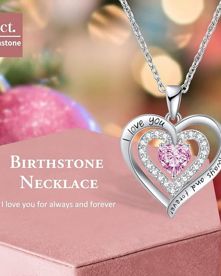 REDBEE Necklaces for Women Birthstone Heart Necklace Jewelry for Wife Girlfriend Woman Necklace