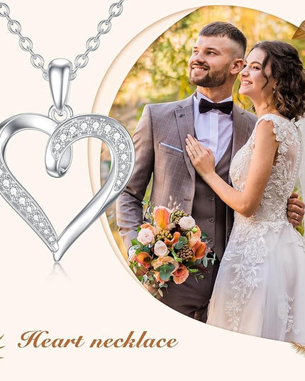 14k Solid Gold Heart Pendant with Moissanite Eternal Love Heart Necklace Jewelry Birthday Anniversary Mothers Day Gifts for Mom Her Wife