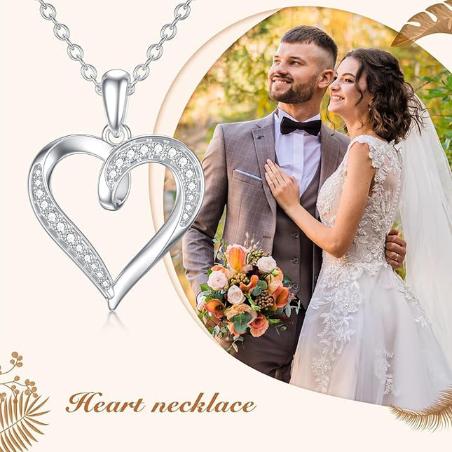 14k Solid Gold Heart Pendant with Moissanite Eternal Love Heart Necklace Jewelry Birthday Anniversary Mothers Day Gifts for Mom Her Wife