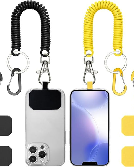 Phone Tether Lanyard Anti Theft Phone Strap with Carabiner Anti-Drop Outdoor Skiing Hiking Cycling Fishing Climbing fit iPhone and Most Cell Phone (Black+Yellow)